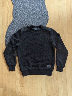 DKNY Black Sherpa Military Style Sweater